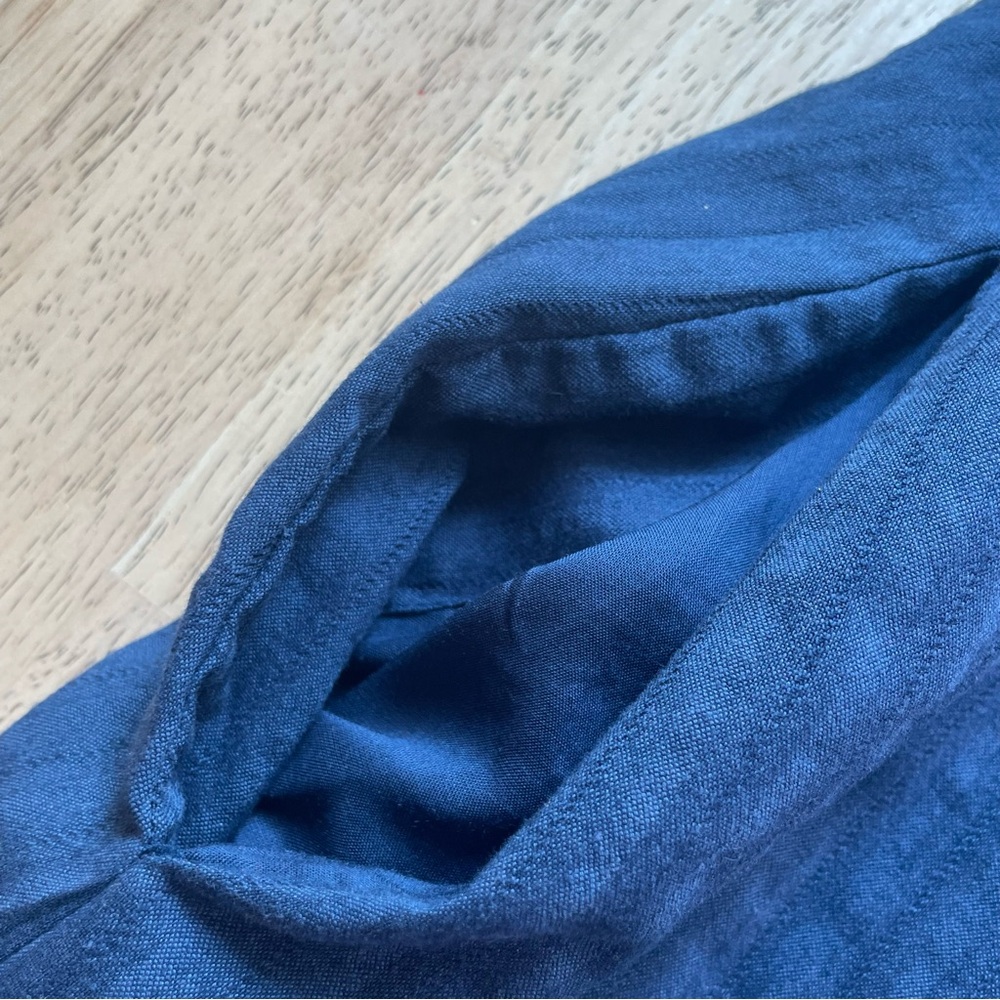 ANTHROPOLOGIE Blue Embroidered Dress with Flutter Sleeves. Lined. Pockets. Sm - Picture 8 of 13
